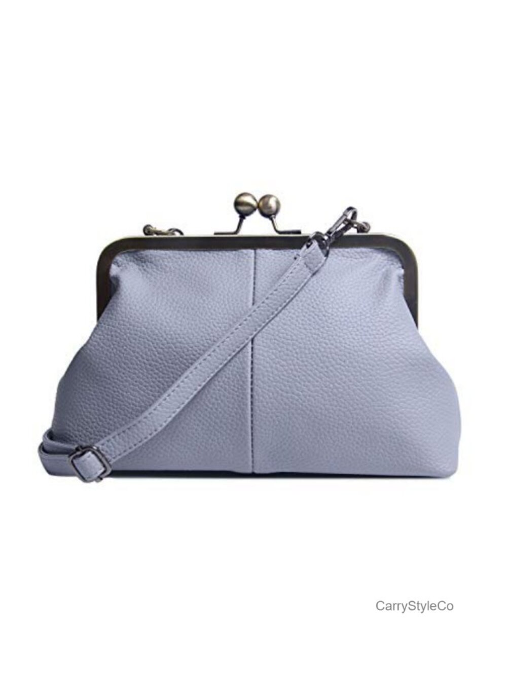 PU Leather Kiss Lock Clutch with Chain Strap Shoulder Bag Purse Wallet